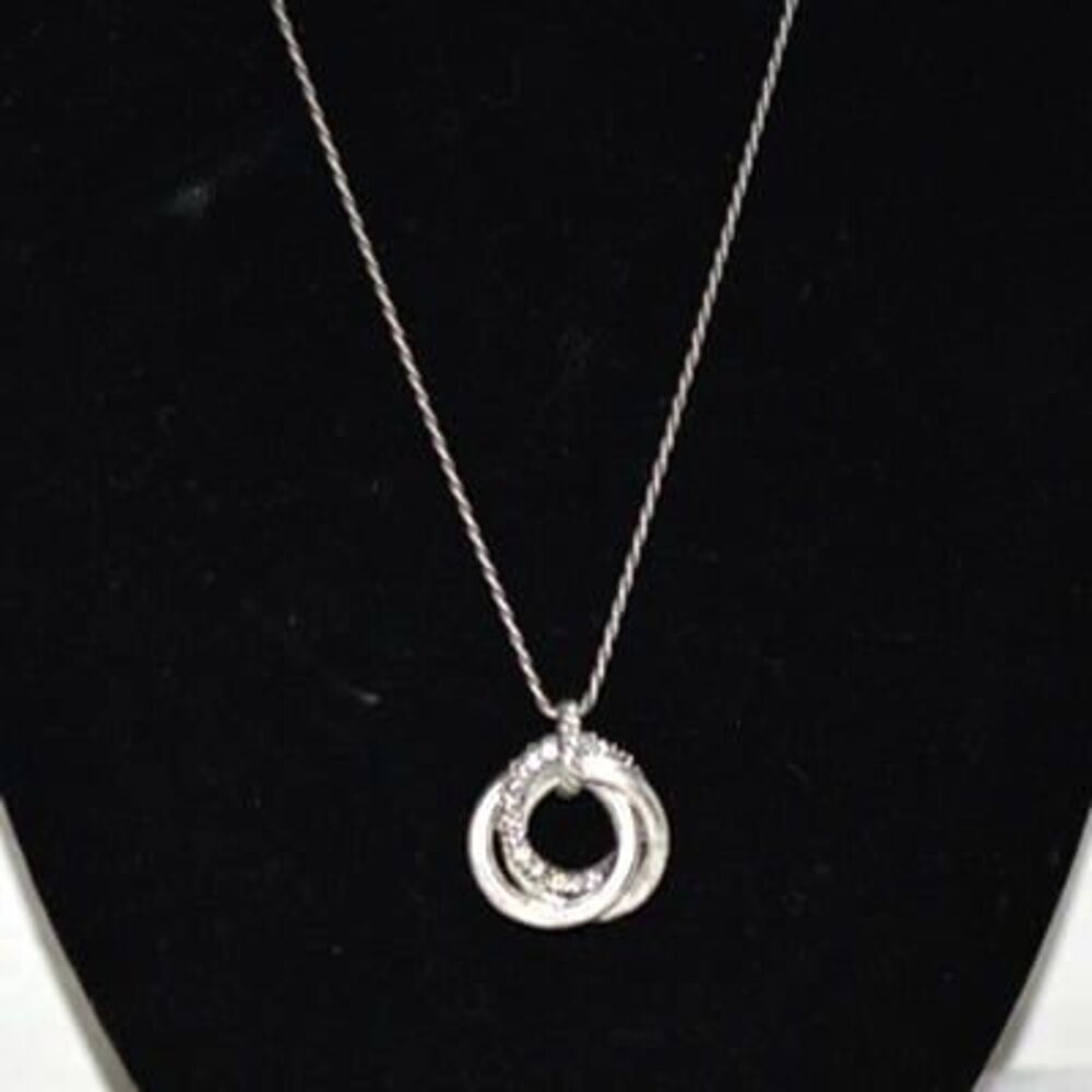 Brighton Retired Interlocking Circles Rhinestone Twisted Chain 18" Necklace